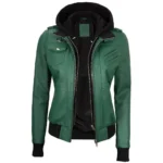 Women’s Hooded Leather Jacket