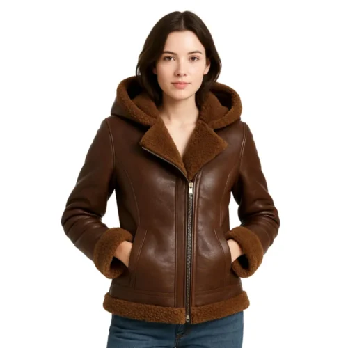 Women’s Hooded Leather Jacket
