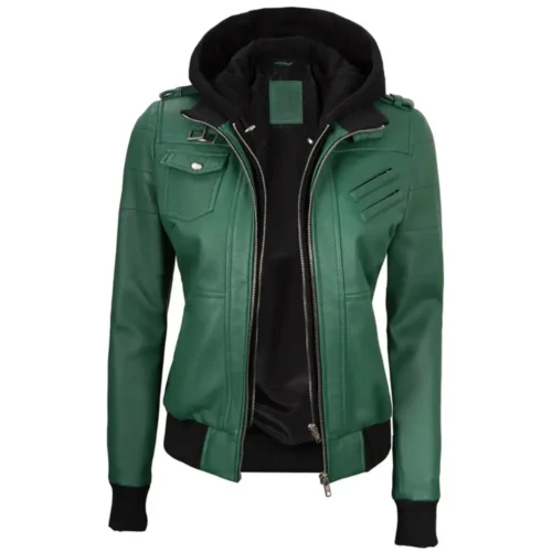 Women’s Hooded Leather Jacket