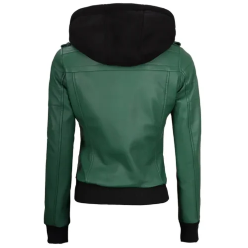 Women’s Hooded Leather Jacket