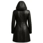 Women’s Hooded Leather Longline Coat