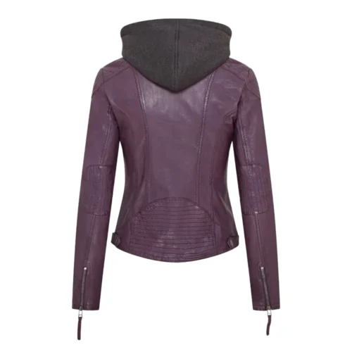 Women’s Leather Hooded Biker Jacket