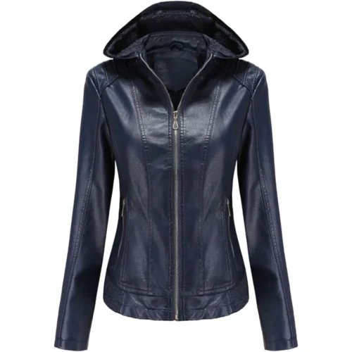 Women’s Leather Hooded Jacket