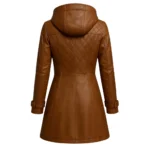 Women’s Leather Hooded Long Coat