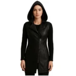 Women’s Leather Hooded Vest Jacket