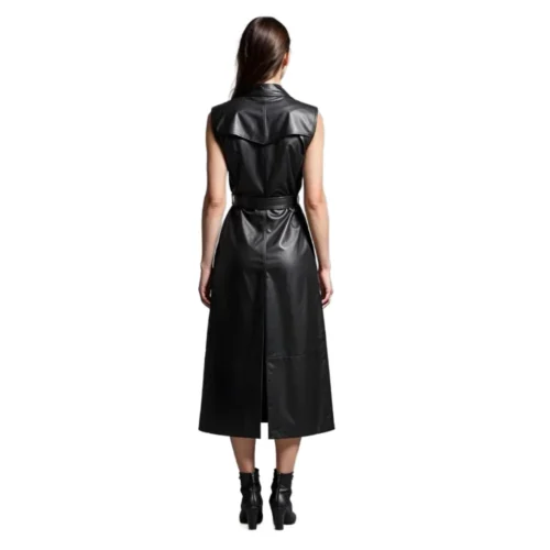 Women’s Leather Long Vest Coat
