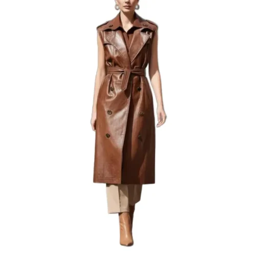 Women’s Long Coat Leather Vest