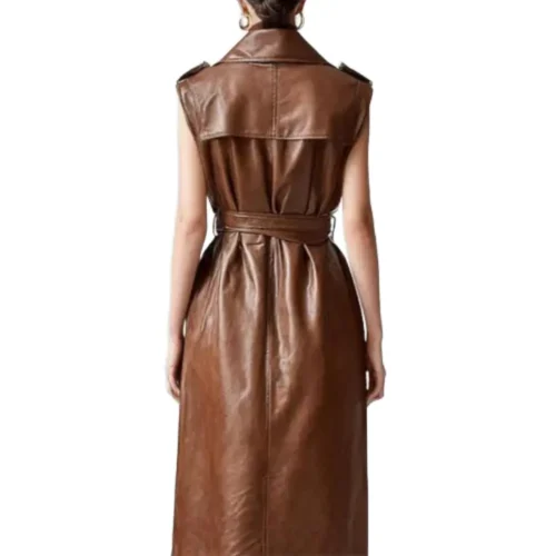 Women’s Long Coat Leather Vest