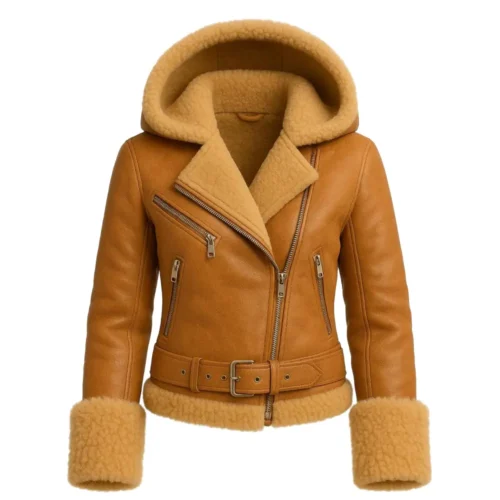 Women’s Shearling Hooded Leather Jacket