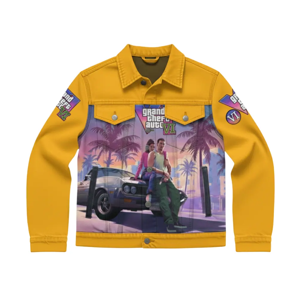 Men’s Grand Theft Auto VI–Inspired Pastel Yellow Denim Jacket Men’s Denim Jacket