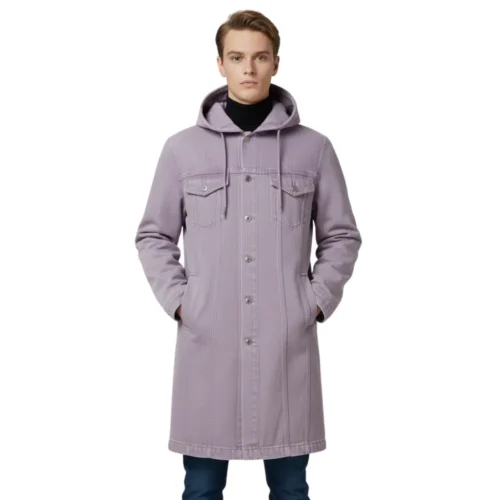 Men’s Denim Long Hooded Coat