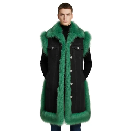 Men’s Denim Long Vest Jacket