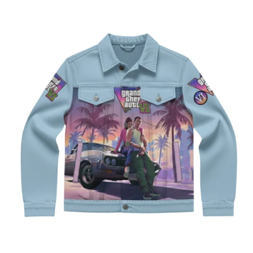 Women’s Grand Theft Auto VI – Pastel Light Blue Denim Jacket