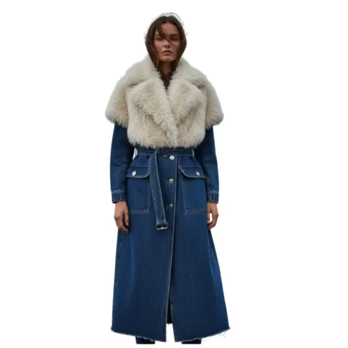 Women Denim Long Coat
