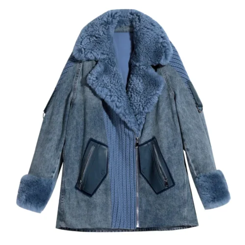 Women’s Denim Shearling Coat