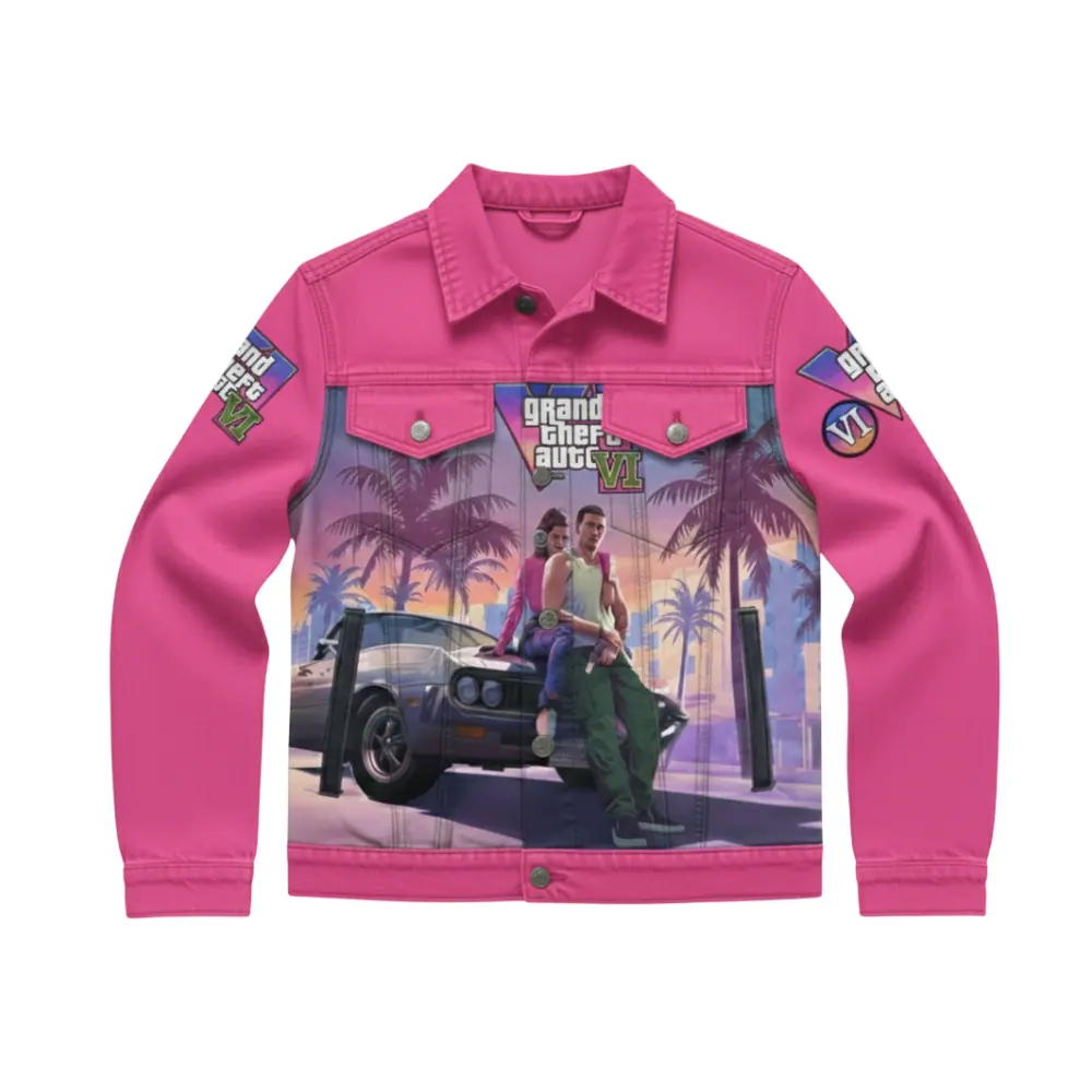 Women’s Grand Theft Auto VI – Pastel Pink Denim Jacket Women’s Pink Denim Jacket