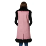 Women’s Pink Denim Long Vest Jacket