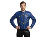 Men’s Blue Biker Leather Jacket