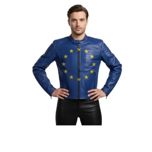 Men’s Blue Biker Leather Jacket