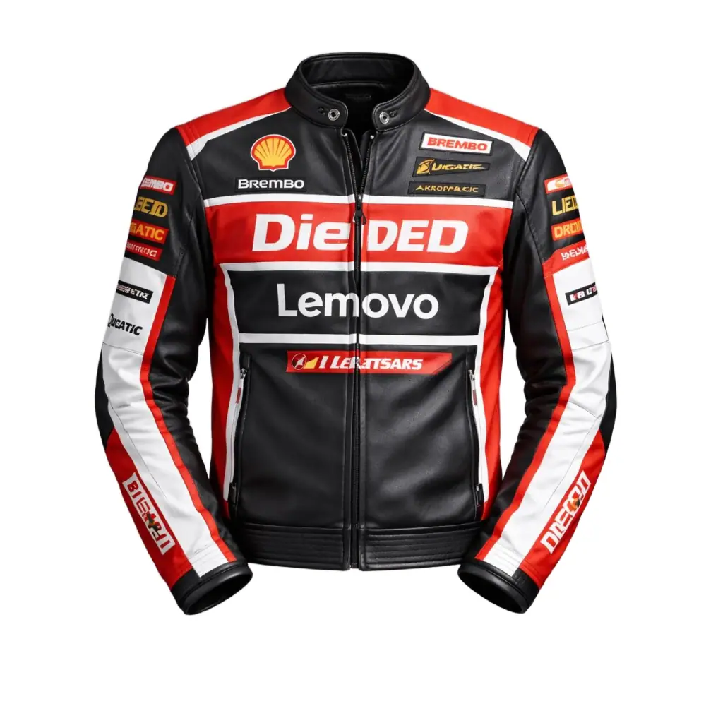 Men’s Black & Red Corse Style Leather Motorsport Jacket Men’s Leather Motorsport Jacket