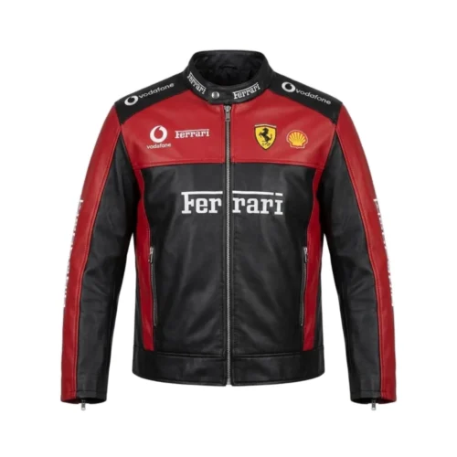 Men’s Red & Black Racing Motorsport Leather Jacket