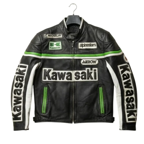 Men’s Black Leather Racing Jacket – Classic Motorsport Style