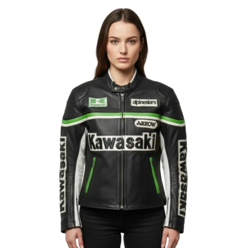 Women’s Black Leather Racing Jacket – Classic Motorsport Style