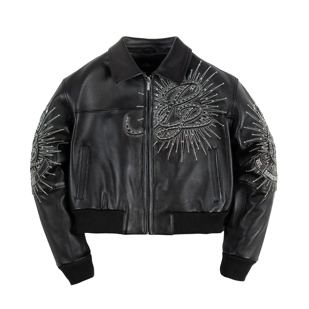 Women’s Black Cropped Bomber Leather Jacket – Fashion Stylish Women’s Bomber Leather Jacket