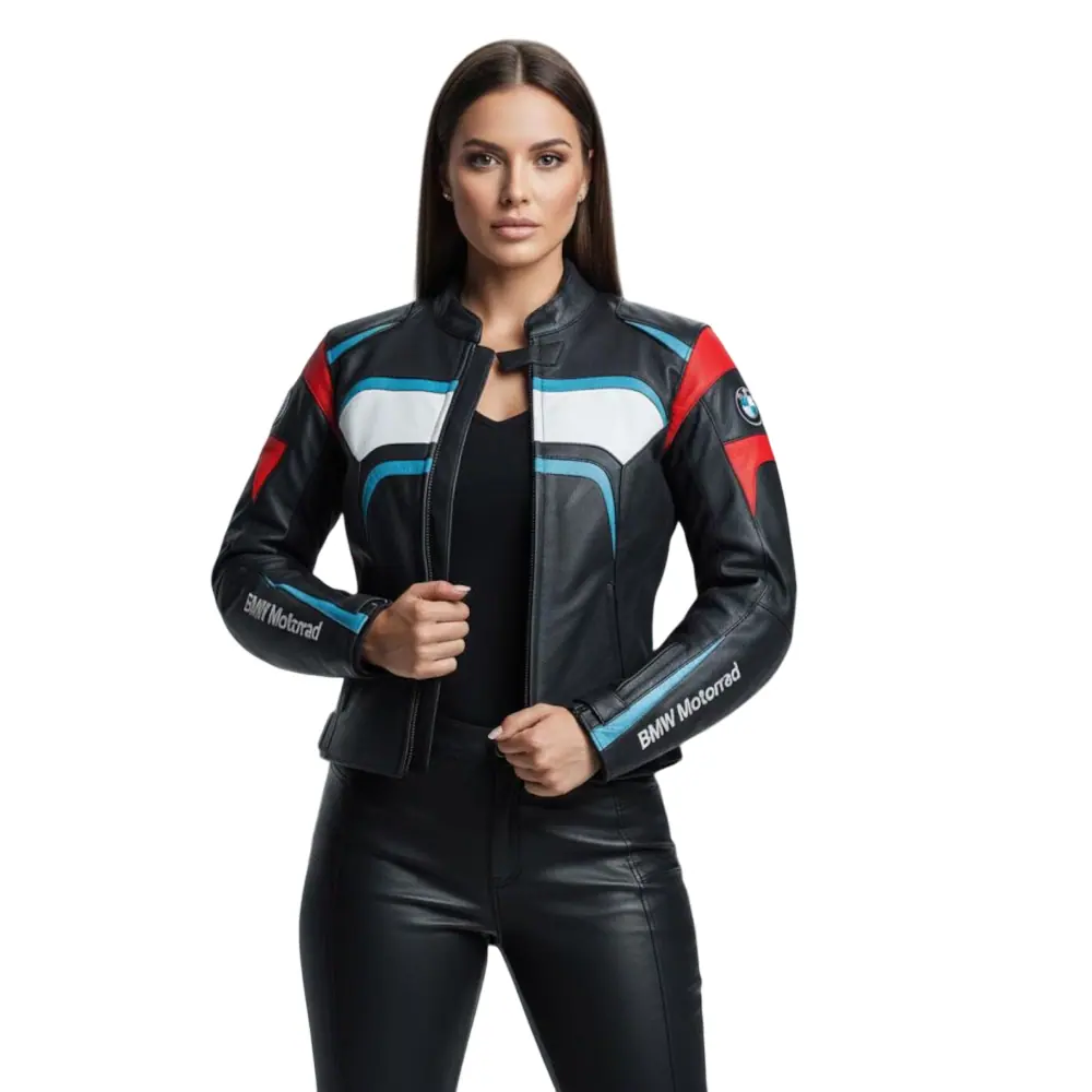 Women’s Black Leather Racing Motorsport Biker Jacket Women’s Leather Biker Jacket