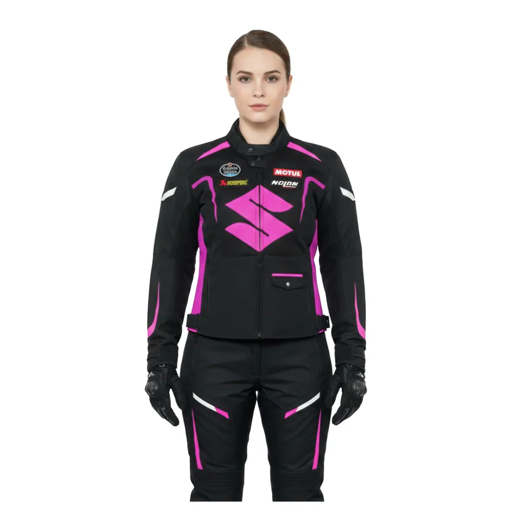 Women’s Black & Pink Motorsport Touring Armor Jacket Women’s Motorsport Jacket