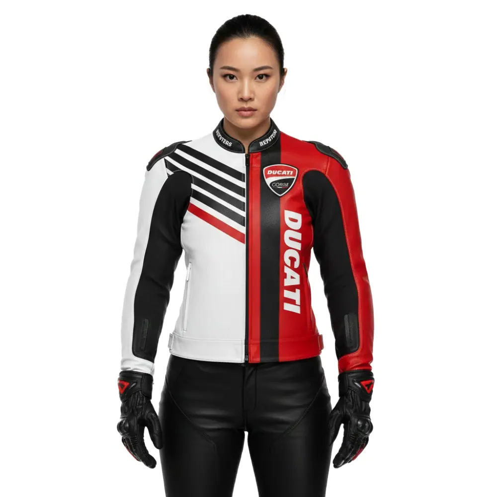 Women’s Red & Black Motorsport Leather Racing Jacket Women’s Motorsport Leather Jacket