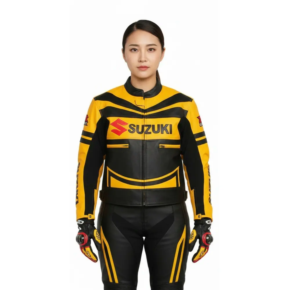 Women’s Yellow & Black Racing Motorsport Leather Jacket Women’s Motorsport Leather Jacket