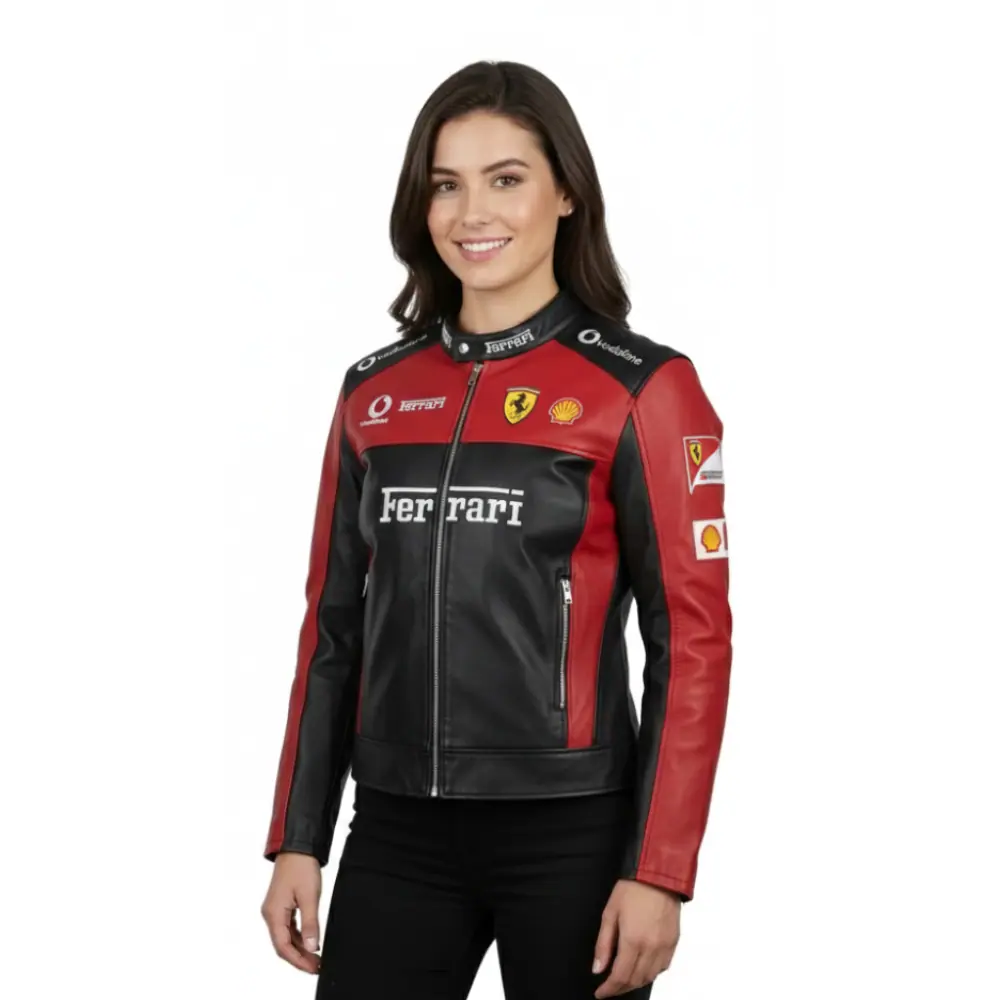 Women’s Red & Black Racing Motorsport Leather Jacket Women’s Motorsport Leather Jacket