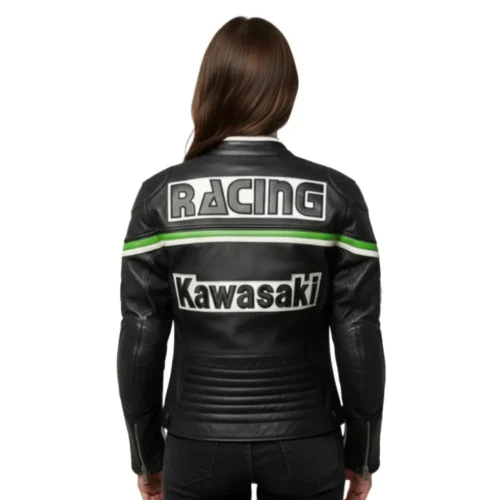Women’s Black Leather Racing Jacket – Classic Motorsport Style