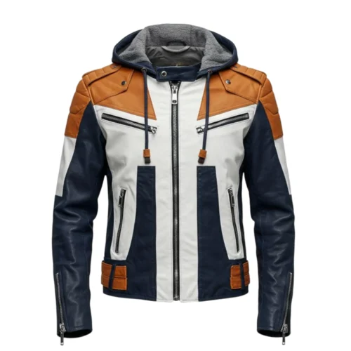 Men’s Hooded Leather Jacket