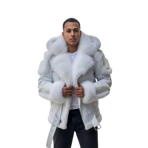 Men's Fur Hooded Leather Jacket
