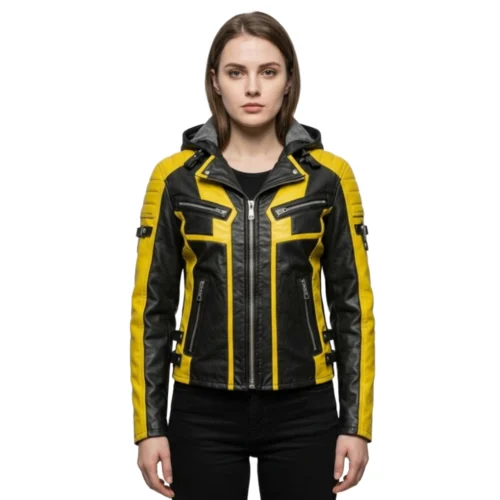 Women's Hooded Leather Jacket