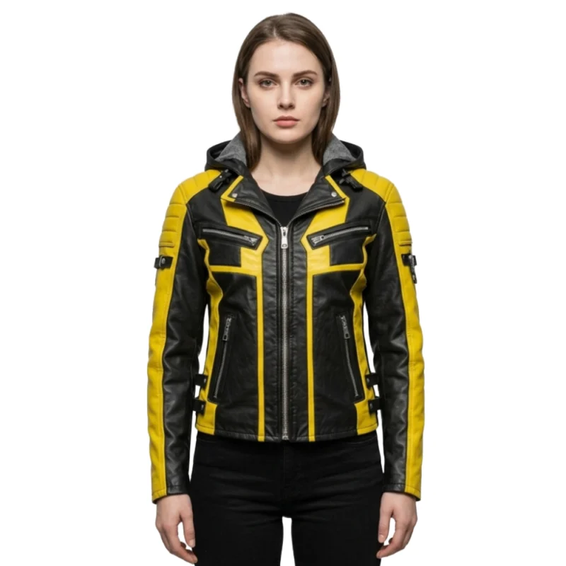 Women's Hooded Leather Jacket