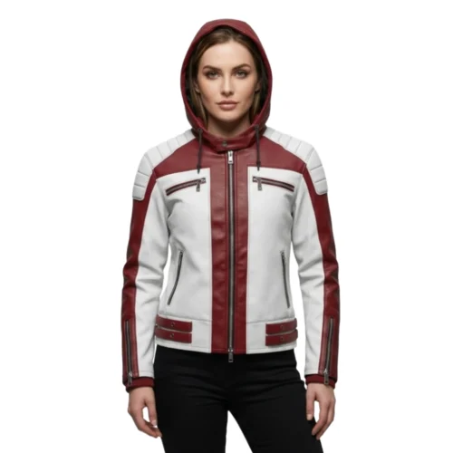 Women's Hooded Leather Jacket