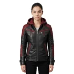 Women's Hooded Leather Jacket