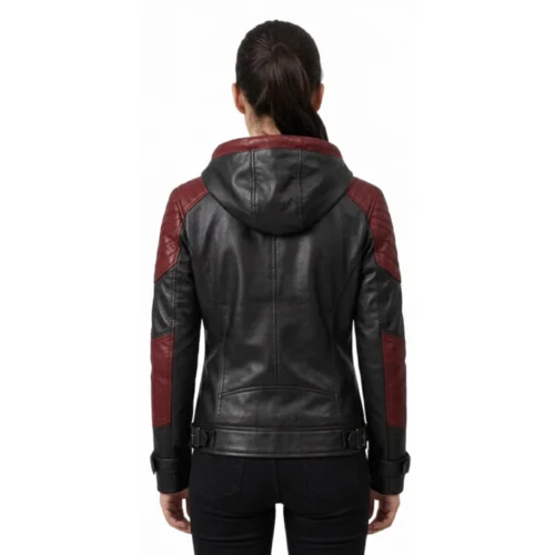Women's Hooded Leather Jacket