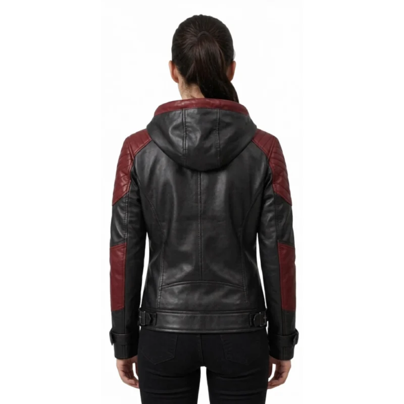Women's Hooded Leather Jacket