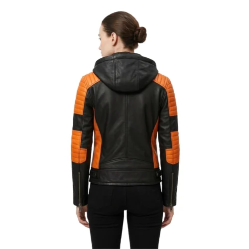 Women's Hooded Leather Jacket