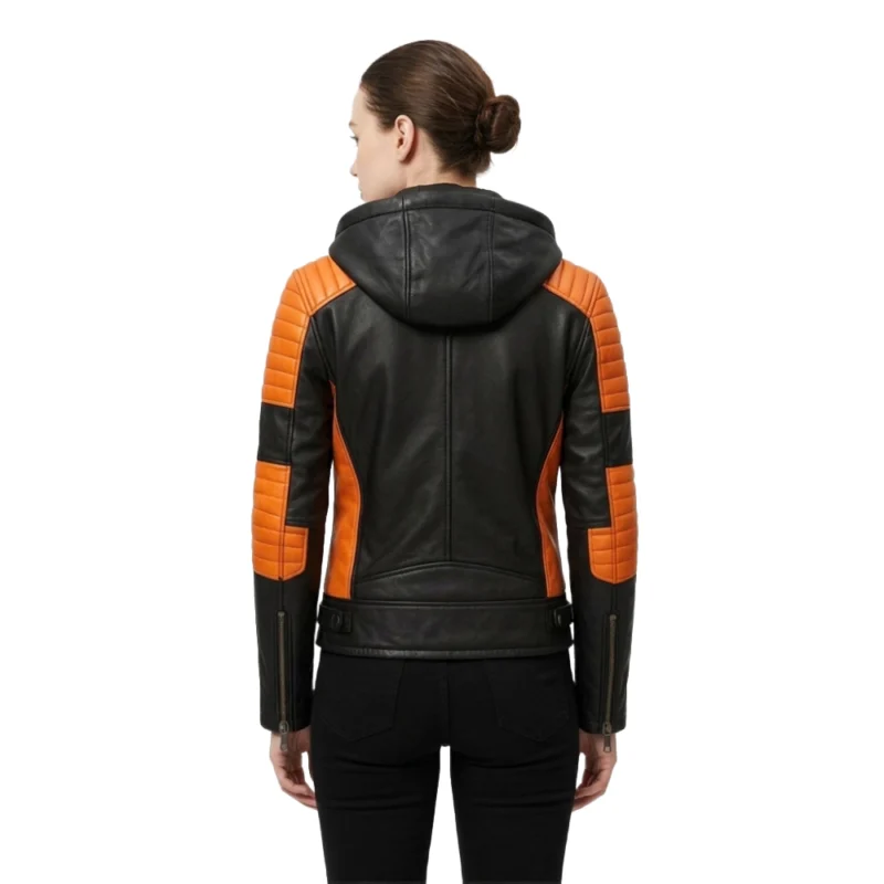 Women's Hooded Leather Jacket