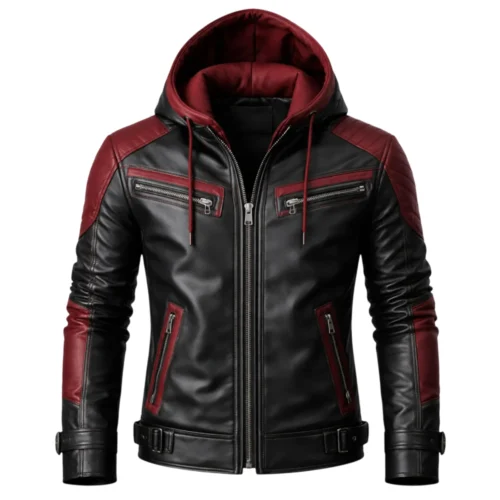 Men’s Hooded Leather Jacket