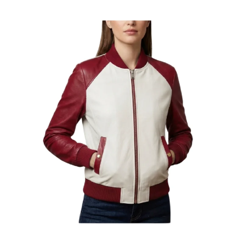 Women's Leather Bomber Jacket