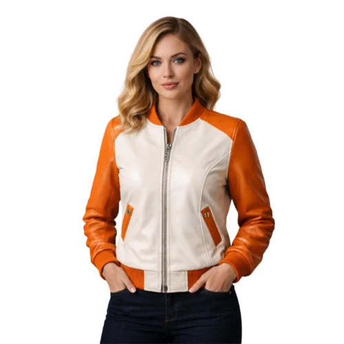 Women's Leather Bomber Jacket