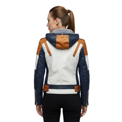 Women's Hooded Leather Jacket