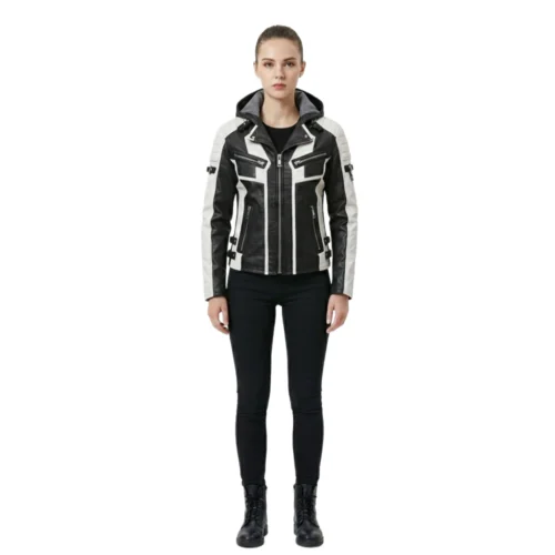 Women’s Hooded Leather Jacket