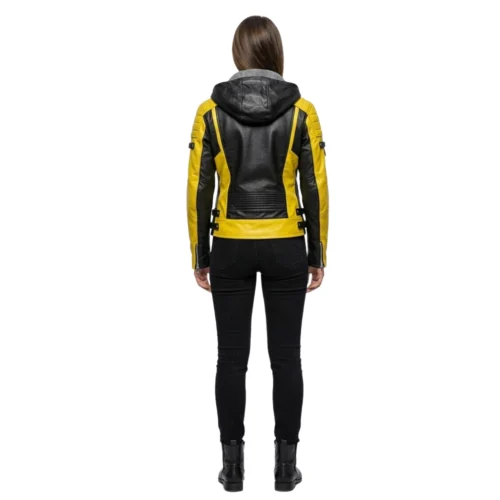 Women's Hooded Leather Jacket